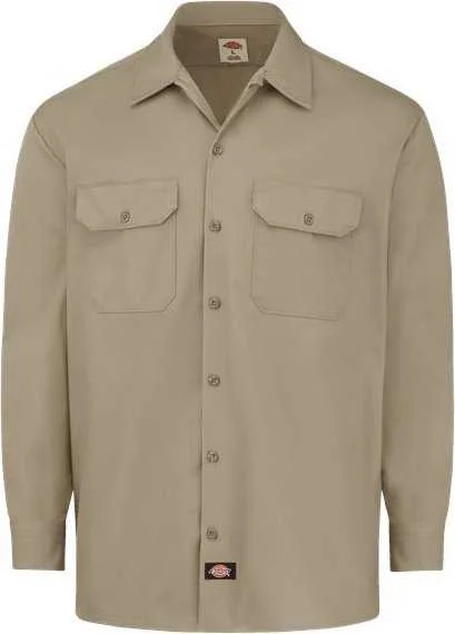 Dickies 5549 Heavyweight Cotton Long Sleeve Shirt - Military Khaki