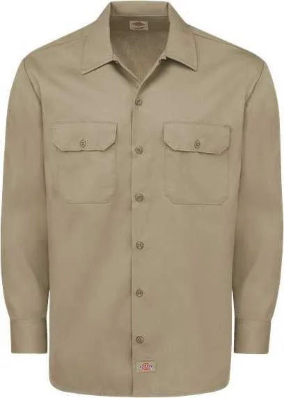 Dickies 5574L Long Sleeve Work Shirt - Long Sizes - Khaki