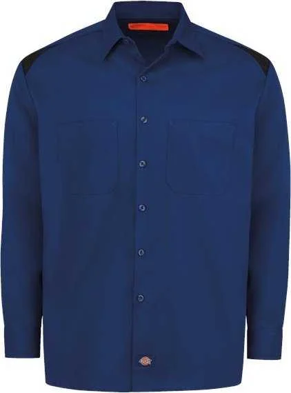 Dickies 6605L Long Sleeve Performance Team Shirt - Long Sizes - Cobalt Blue Black