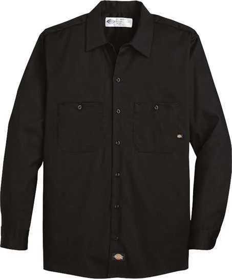 Dickies L307L Industrial Cotton Long Sleeve Work Shirt - Long Sizes - Black