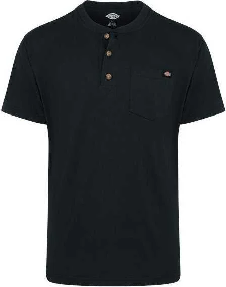 Dickies WS51 Heavyweight Traditional Short Sleeve Henley - Black