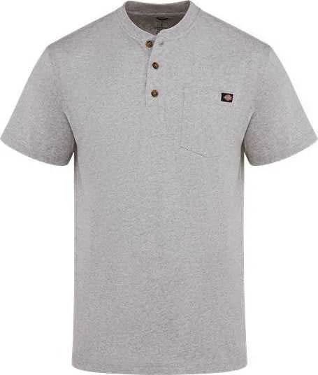 Dickies WS51 Heavyweight Traditional Short Sleeve Henley - Heather Gray