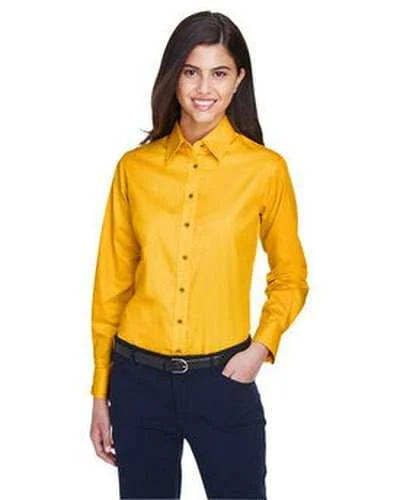 Harriton M500W Ladies' Easy Blend Long-Sleeve Twill Shirt with Stain-Release - Sunray Yellow