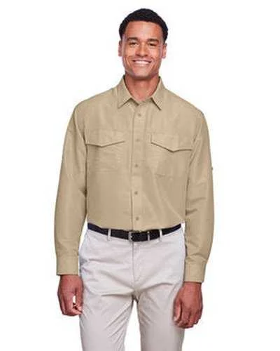 Harriton M580L Men's Key West Long-Sleeve Performance Staff Shirt - Khaki