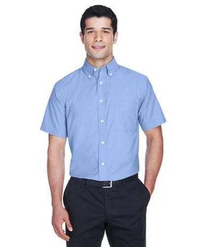 Harriton M600S Men's Short-Sleeve Oxford with Stain-Release - Light Blue