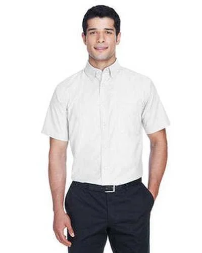 Harriton M600S Men's Short-Sleeve Oxford with Stain-Release - White