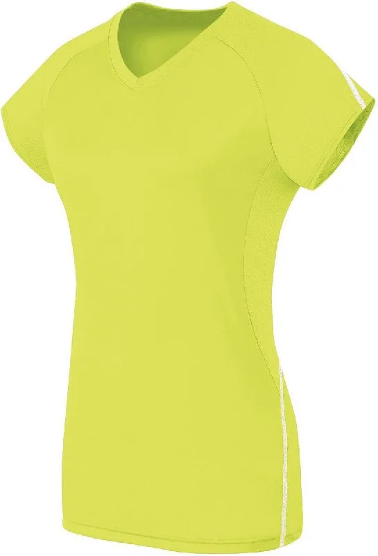 High Five 342173 Girls Short Sleeve Solid Jersey  - Lime White