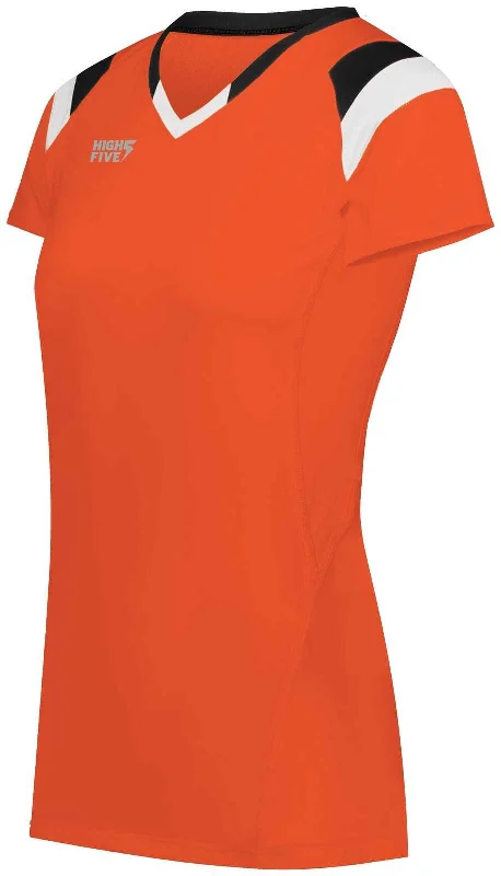 High Five 342252 Ladies TruHit Tri Short Sleeve Jersey - Orange Black White