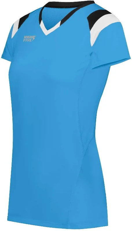 High Five 342252 Ladies TruHit Tri Short Sleeve Jersey - Power Blue Black White