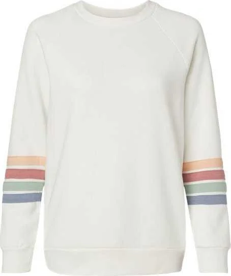 MV Sport W23152 Women's Striped Sleeves Crewneck Sweatshirt - Ivory