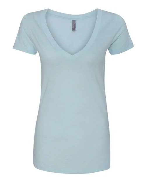 Next Level 6640 Womens CVC Short Sleeve Deep V - Ice Blue