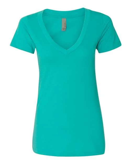 Next Level 6640 Womens CVC Short Sleeve Deep V - Tahiti Blue