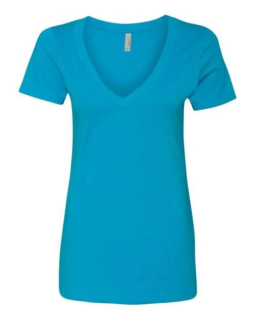 Next Level 6640 Womens CVC Short Sleeve Deep V - Turquoise