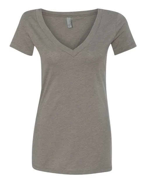 Next Level 6640 Womens CVC Short Sleeve Deep V - Warm Gray