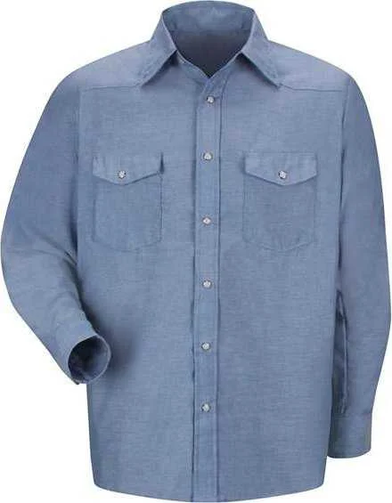 Red Kap SC14 Deluxe Western Style Long Sleeve Shirt - Light Blue