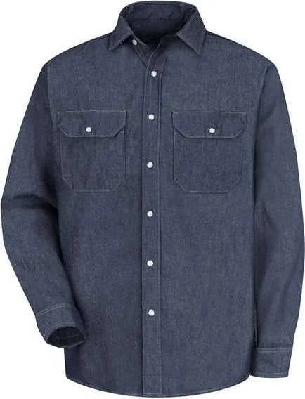 Red Kap SD78L Deluxe Denim Long Sleeve Shirt Long Sizes - Denim