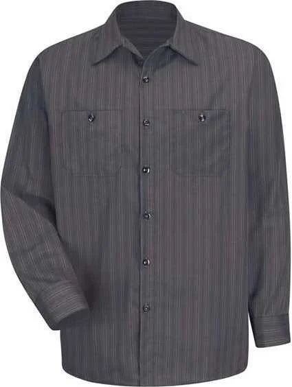 Red Kap SP10L Premium Long Sleeve Work Shirt Long Sizes - Charcoal Blue White Stripe