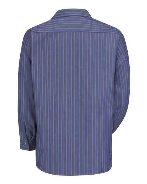 Red Kap SP14 Industrial Long Sleeve Work Shirt - Gray Blue Stripe