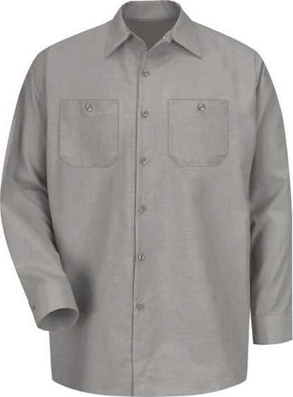 Red Kap SP14 Industrial Long Sleeve Work Shirt - Light Gray