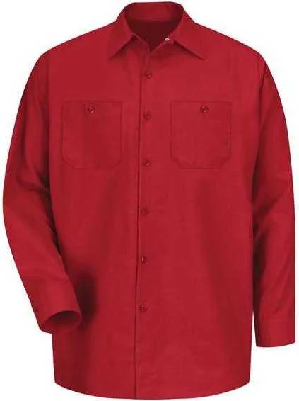 Red Kap SP14 Industrial Long Sleeve Work Shirt - Red