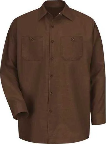 Red Kap SP14L Industrial Work Shirt Long Sizes - Chocolate Brown