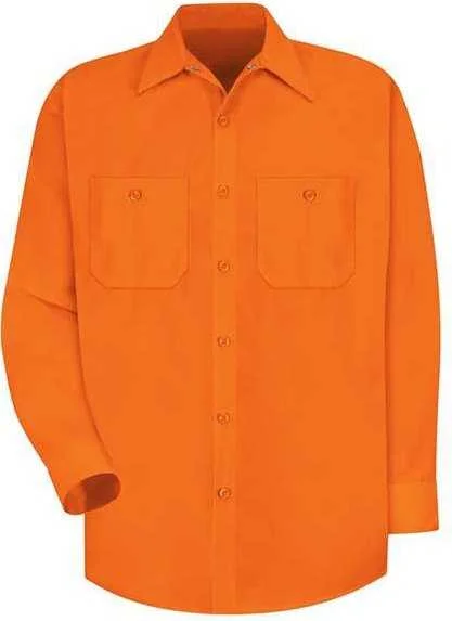 Red Kap SS14 Enhanced Visibility Long Sleeve Work Shirt - For. Orange