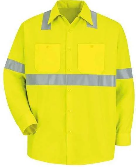 Red Kap SS14HVT High Visibility Work Shirt Tall Sizes - HV-Fluorescent Yellow Green