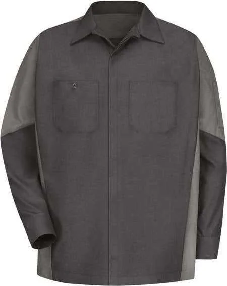 Red Kap SY10 Long Sleeve Automotive Crew Shirt - Charcoal Gray