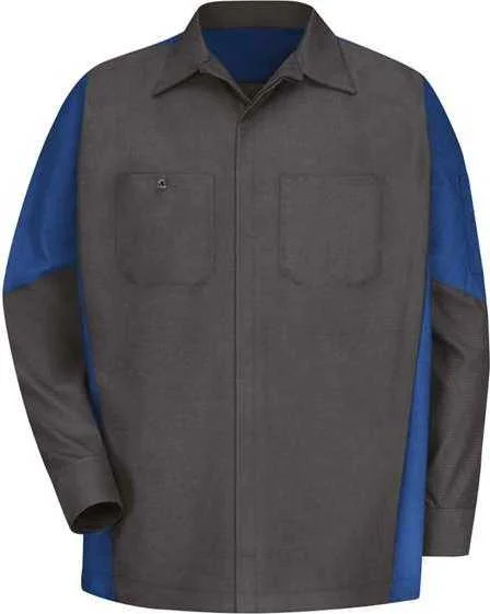 Red Kap SY10 Long Sleeve Automotive Crew Shirt - Charcoal Royal