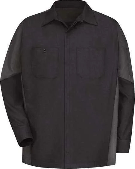 Red Kap SY10L Long Sleeve Automotive Crew Shirt - Long Sizes - Black Charcoal