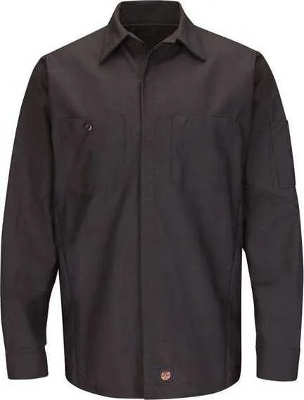 Red Kap SY10L Long Sleeve Automotive Crew Shirt - Long Sizes - Charcoal