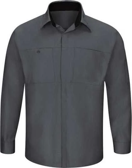 Red Kap SY32 Performance Plus Long Sleeve Shirt with OilBlok Technology - Charcoal Black