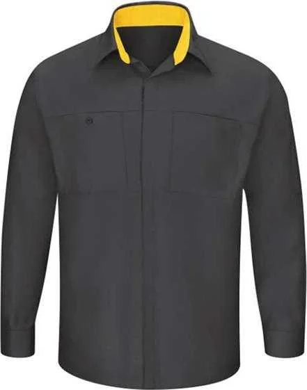 Red Kap SY32 Performance Plus Long Sleeve Shirt with OilBlok Technology - Charcoal Yellow