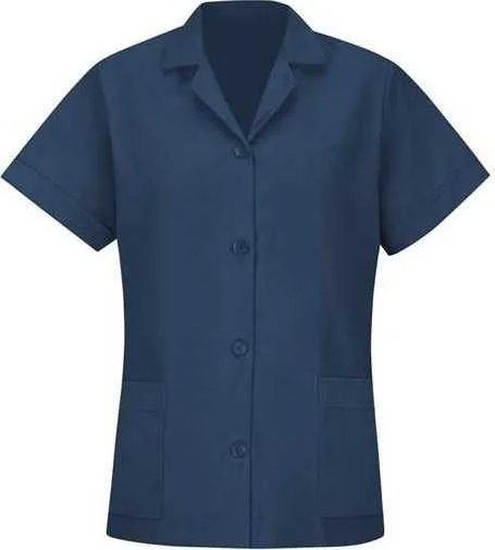 Red Kap TP23 Women's Loose Fit Short Sleeve Button Smock - Navy