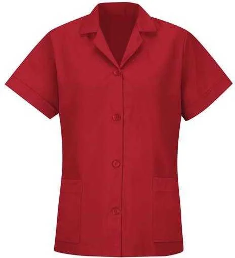 Red Kap TP23 Women's Loose Fit Short Sleeve Button Smock - Red