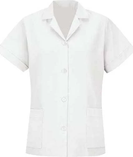 Red Kap TP23 Women's Loose Fit Short Sleeve Button Smock - White