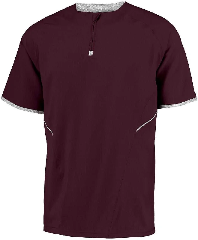 Russell 872RVM Short Sleeve Pullover - Maroon White