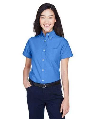 Ultraclub 8973 Ladies' Wrinkle-Resistant Short-Sleeve Oxford - French Blue