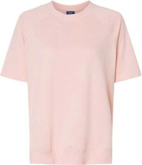 MV Sport W23711 Women's French Terry Short Sleeve Crewneck Pullover - Cameo Pink