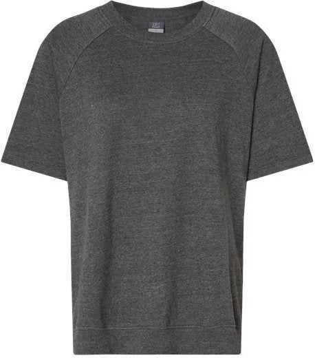 MV Sport W23711 Women's French Terry Short Sleeve Crewneck Pullover - Charcoal