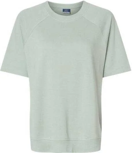 MV Sport W23711 Women's French Terry Short Sleeve Crewneck Pullover - Greenstone