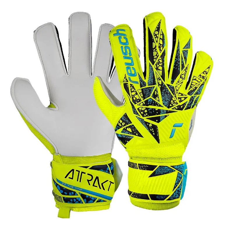 Reusch Men's Attrakt Solid Goalkeeper Gloves Safety Yellow/Future Blue